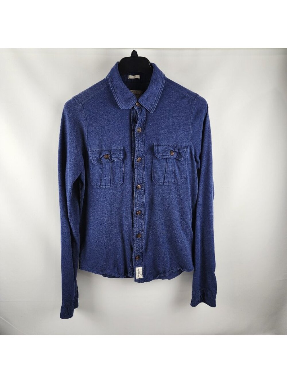 Abercrombie Fitch Shirt Mens XXL Blue Knit Muscle Fit Button Up